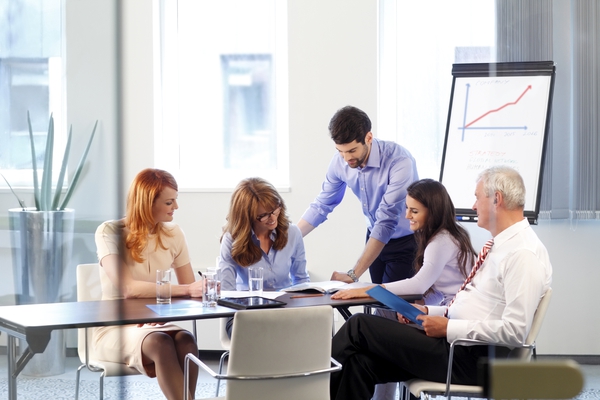 business people discussing at meeting leadership