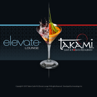 Screenshot Takami Sushi and Robata Elevate Lounge homepage